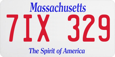 MA license plate 7IX329