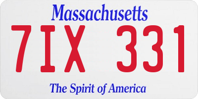MA license plate 7IX331