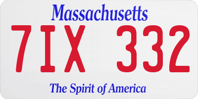 MA license plate 7IX332