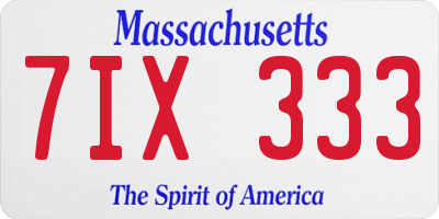 MA license plate 7IX333