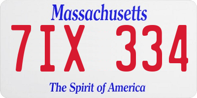 MA license plate 7IX334