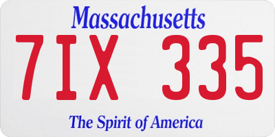 MA license plate 7IX335