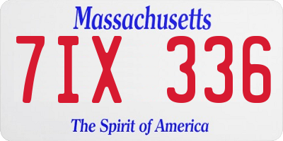 MA license plate 7IX336