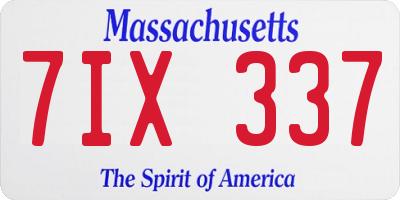 MA license plate 7IX337
