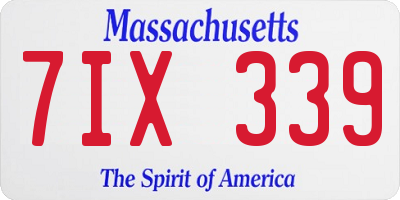 MA license plate 7IX339
