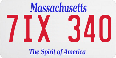 MA license plate 7IX340
