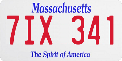 MA license plate 7IX341