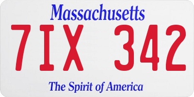 MA license plate 7IX342