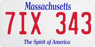 MA license plate 7IX343