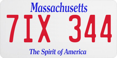 MA license plate 7IX344