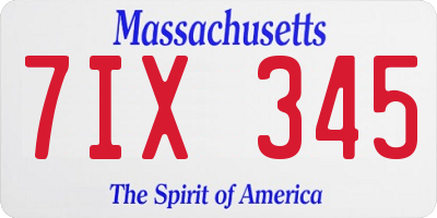 MA license plate 7IX345