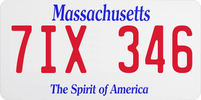 MA license plate 7IX346