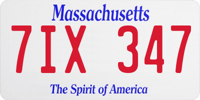 MA license plate 7IX347