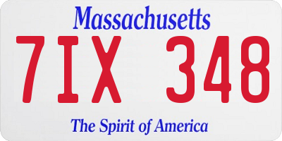 MA license plate 7IX348