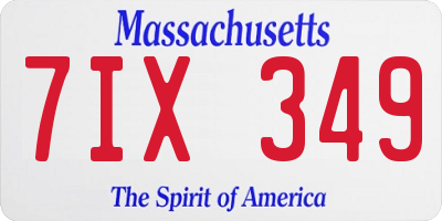 MA license plate 7IX349
