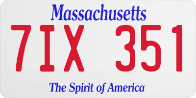 MA license plate 7IX351