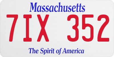 MA license plate 7IX352