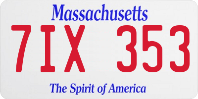 MA license plate 7IX353