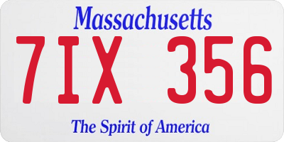 MA license plate 7IX356