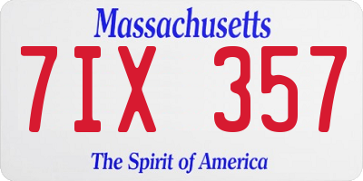 MA license plate 7IX357