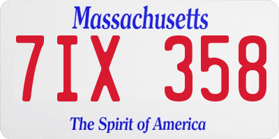 MA license plate 7IX358
