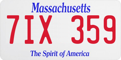 MA license plate 7IX359