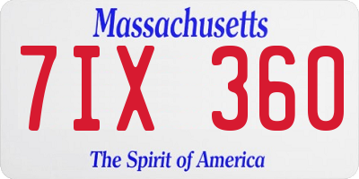 MA license plate 7IX360
