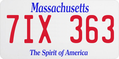 MA license plate 7IX363