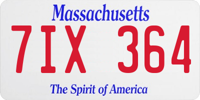 MA license plate 7IX364
