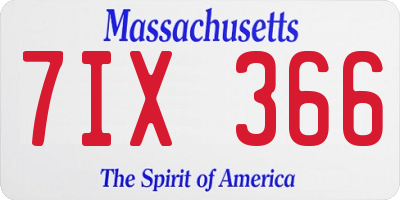 MA license plate 7IX366