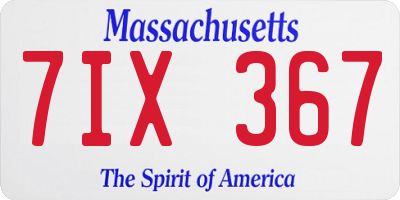 MA license plate 7IX367