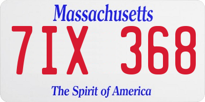 MA license plate 7IX368