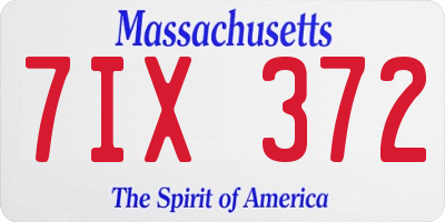 MA license plate 7IX372