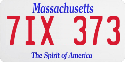 MA license plate 7IX373