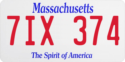 MA license plate 7IX374