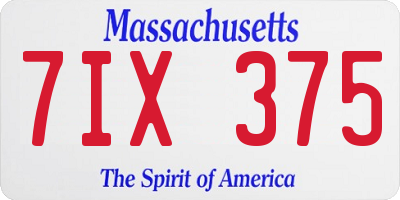 MA license plate 7IX375