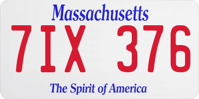 MA license plate 7IX376