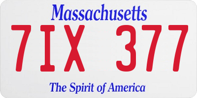 MA license plate 7IX377
