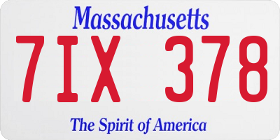 MA license plate 7IX378