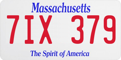 MA license plate 7IX379