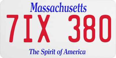 MA license plate 7IX380
