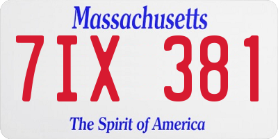 MA license plate 7IX381