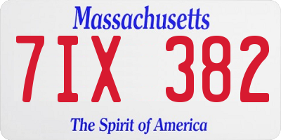 MA license plate 7IX382