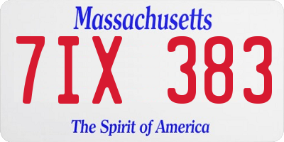 MA license plate 7IX383