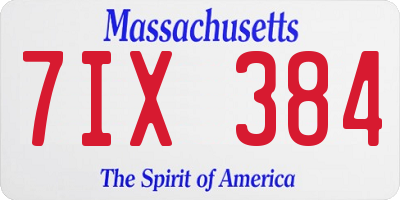 MA license plate 7IX384
