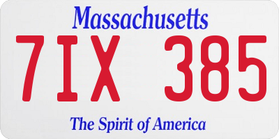 MA license plate 7IX385