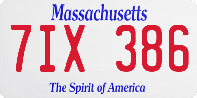 MA license plate 7IX386