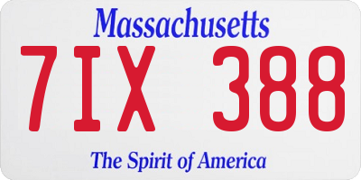 MA license plate 7IX388