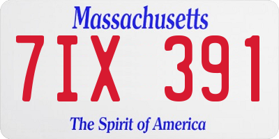 MA license plate 7IX391