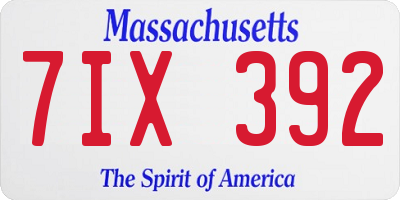 MA license plate 7IX392